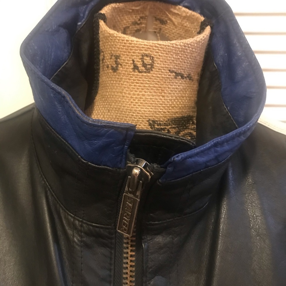 🏈 RARE Vintage Leather GIANTS Bomber Jacket - Picture 5 of 13